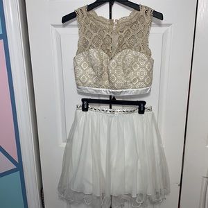 White and Gold Sequin Hearts Two Piece